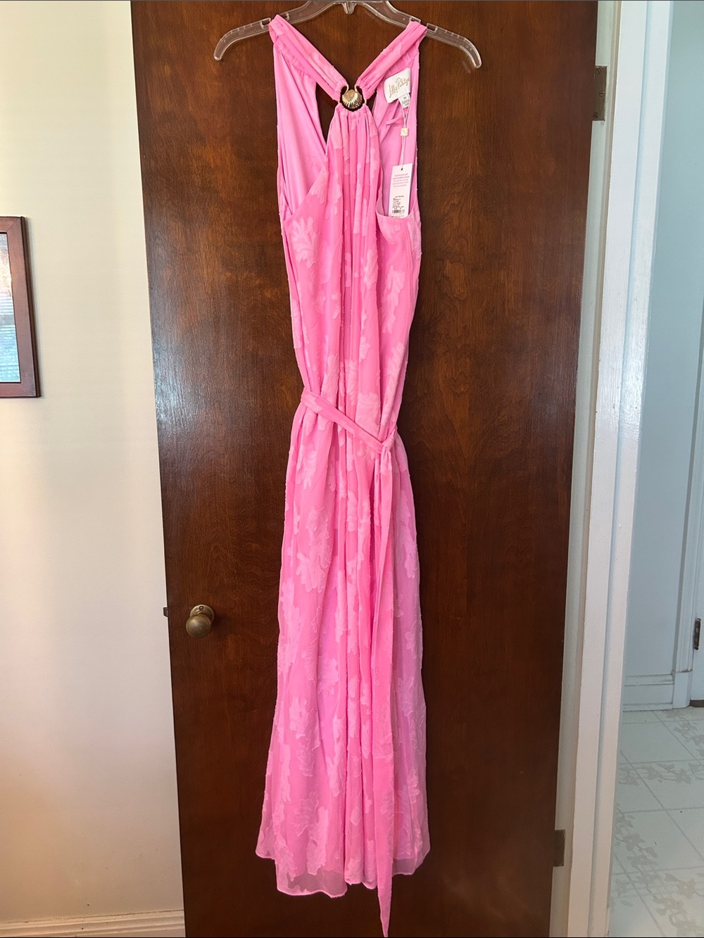 Lilly Pulitzer, Clairabel, Pink Floral Halter-Style Maxi Dress - Picture 2 of 9